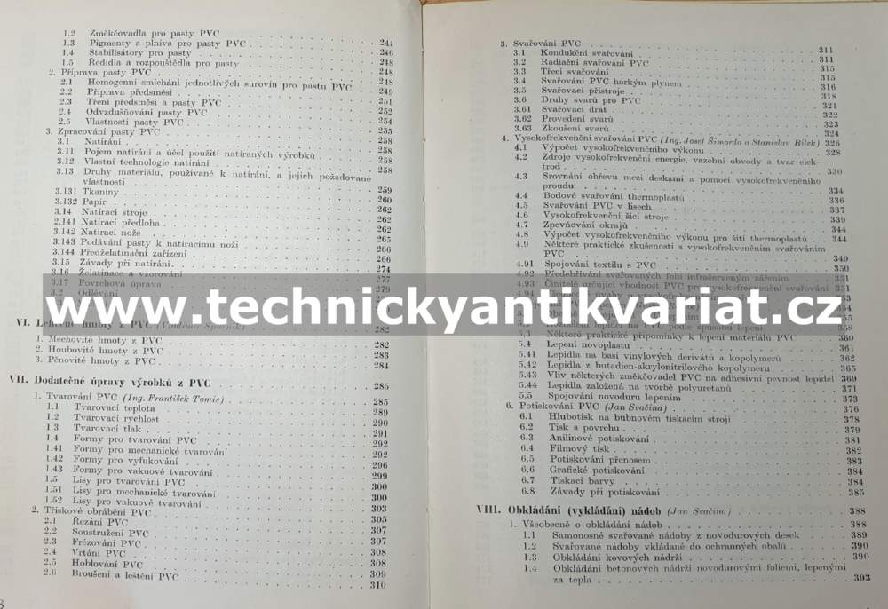 PVC výroba, zpracování a použití - Kubík, Gřunděl (1958)