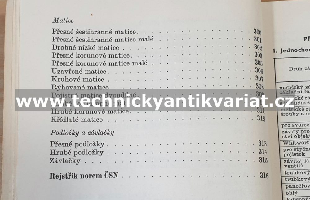 Tabulky normalizovaných závitů a šroubů - Seidler, Kolář (1967)