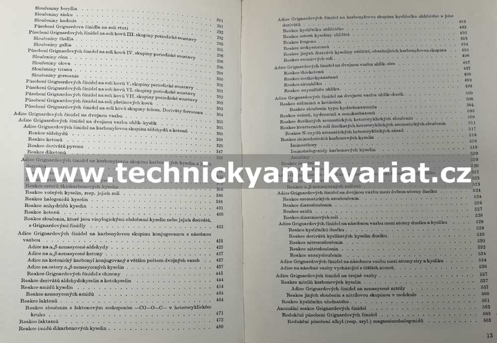 Preparativní reakce v organické chemii VI. Reakce organokovových činidel - Bláha (1961)