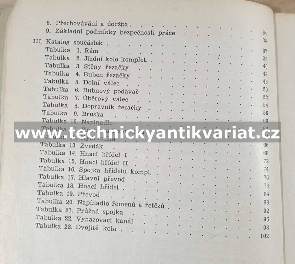 Polní řezačka přívěsná Z305 - návod, katalog (1974)