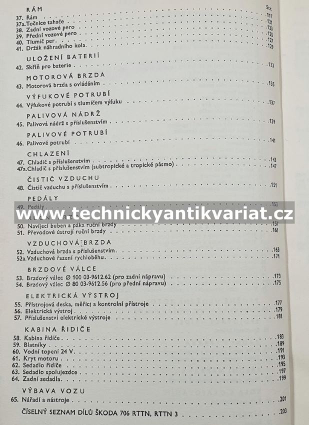 Škoda 706 RTTN, RTTN3 - katalog náhradních dílů (1965)