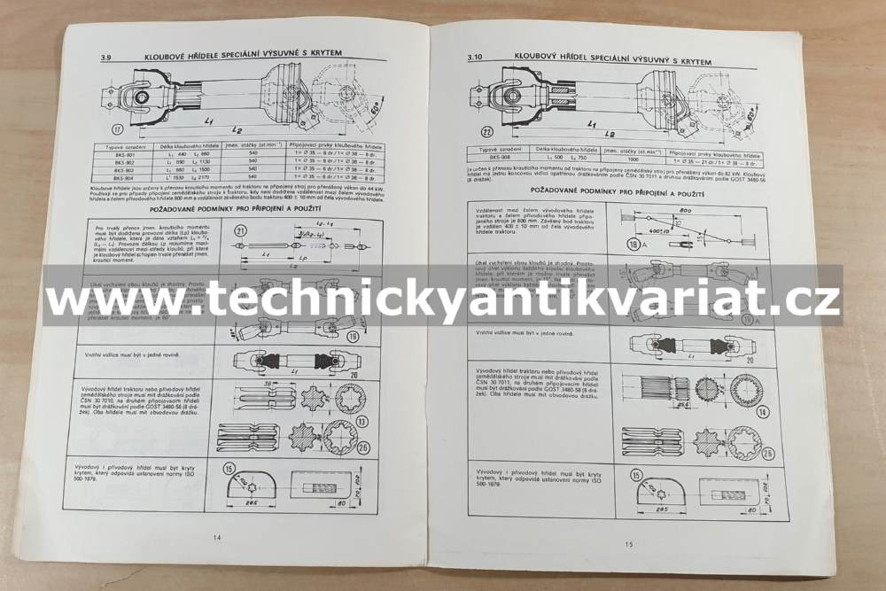 Kloubové hřídele BKH, BKS řady 800 - návod k obsluze (1985)