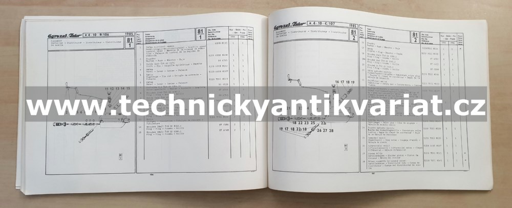 Zetor 7711, 7745 - katalog náhradních dílů DODATEK (1985)