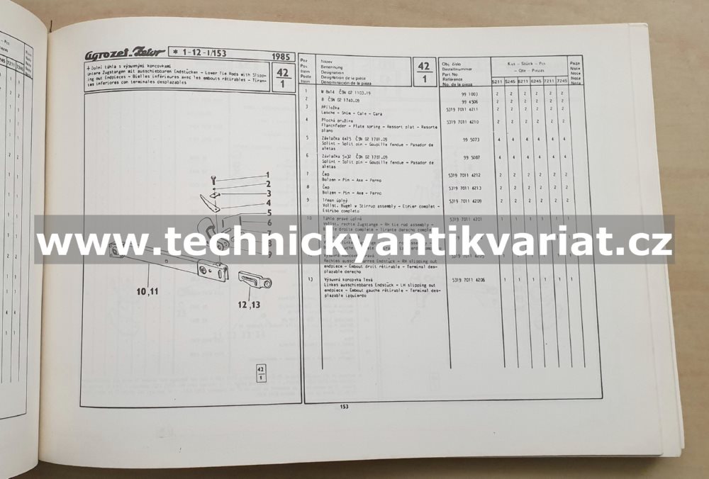 Zetor 5211 5245 6211 6245 7211 7245 - katalog dílů (1985)