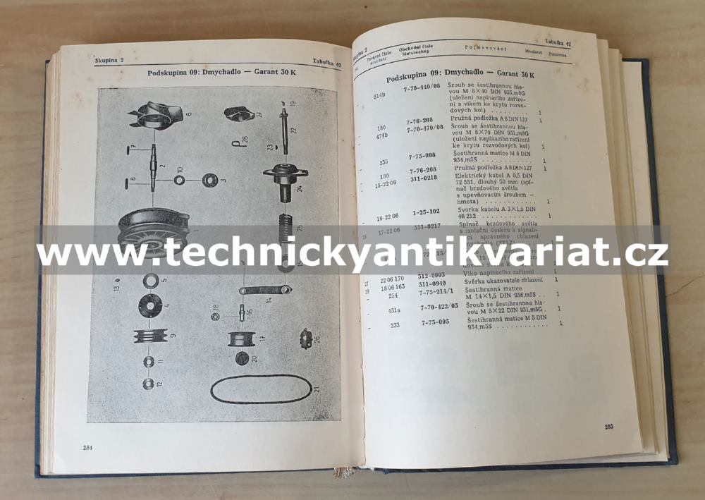 Garant 30, 32K, Granit 27 I. díl MOTOR - katalog náhradních součástí (1959)