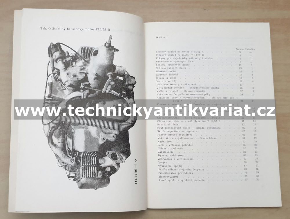 Stabilný motor T 14/52 A a B - zoznam náhradných dielov (1965)
