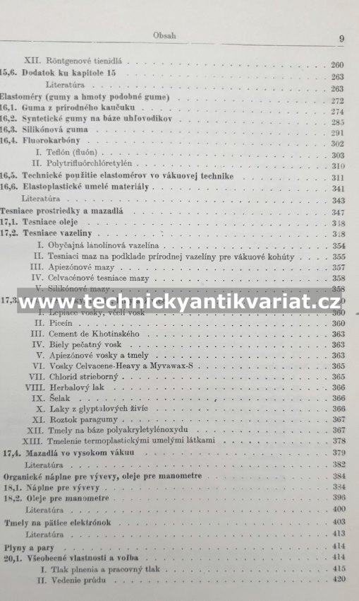 Technologia hmot vákuovej techniky III. pomocné materiály - Werner Espe (1962)