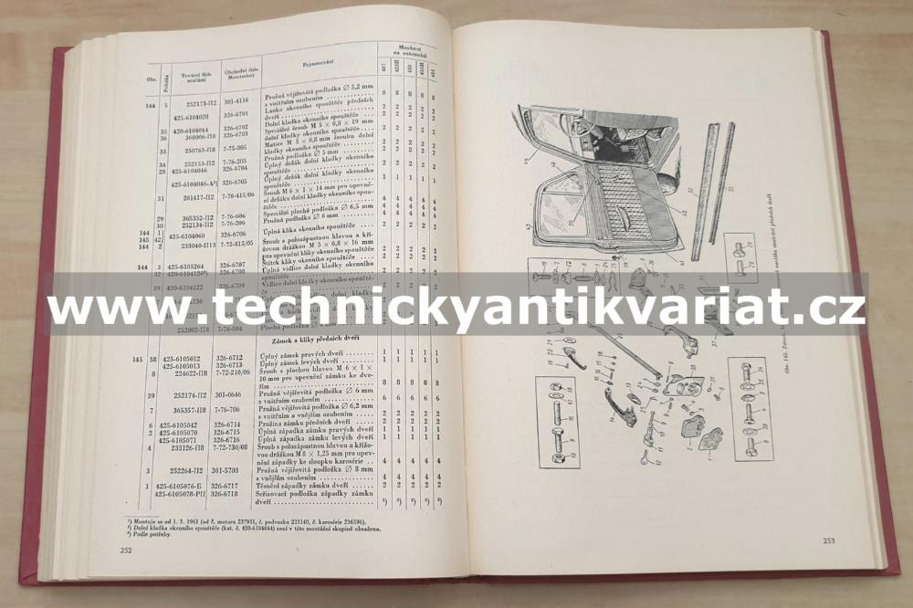 Moskvič 407, 410H, 411, 423H, 430 - katalog náhradních dílů (1962)