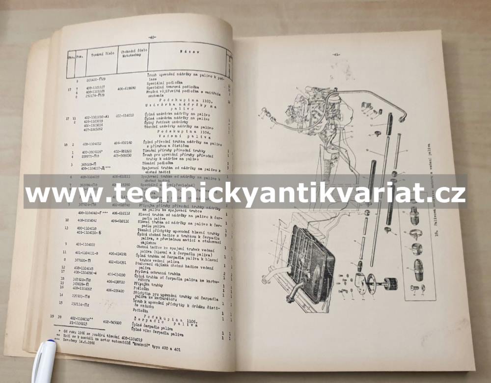 Moskvič 408, 426, 433 - katalog náhradních dílů (1974)