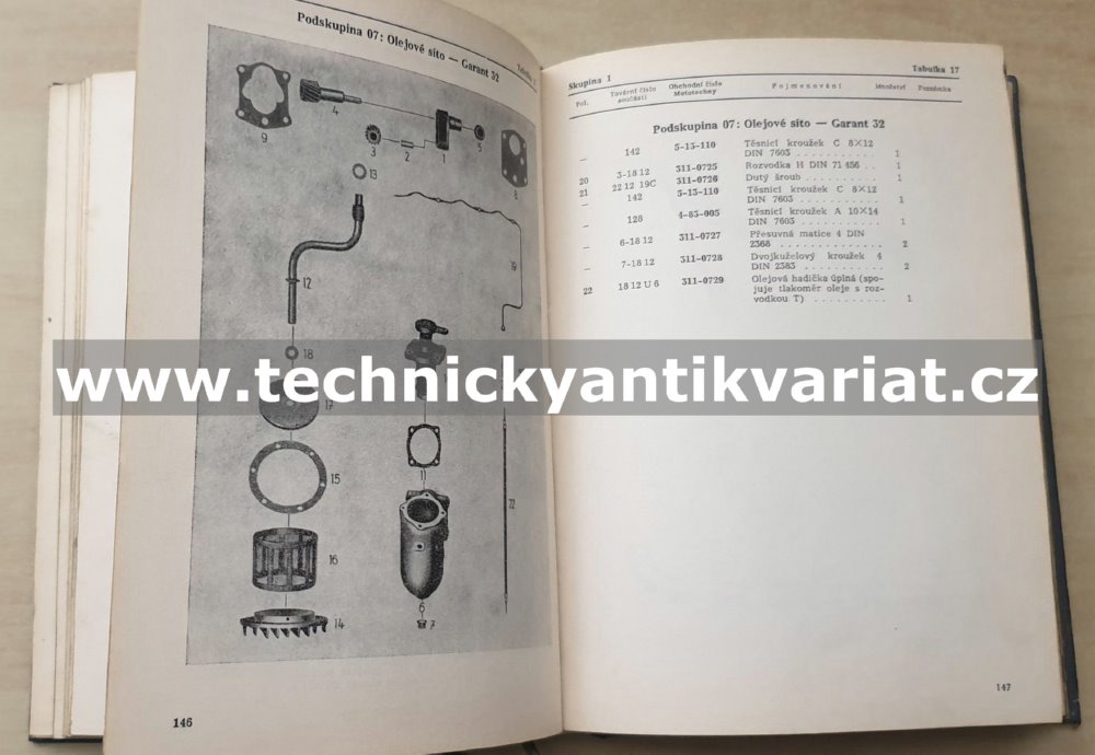 Garant 30, 32K, Granit 27 I. díl MOTOR - katalog náhradních součástí (1959)