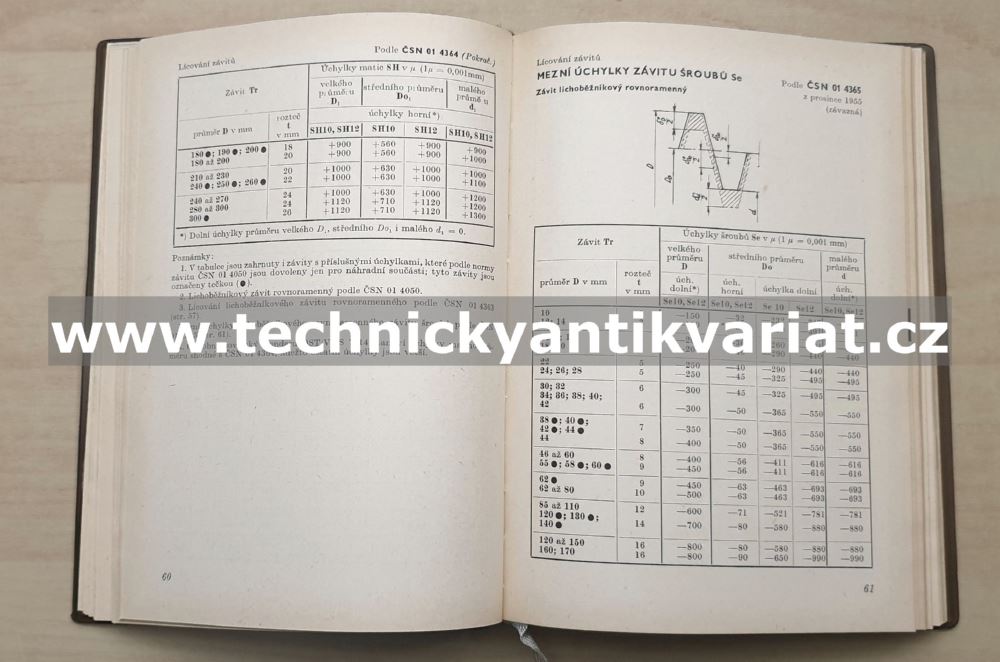 Příručka nářadí ČSN lícování závitů a mezní závitové kalibry - Alois Seidler (1959)