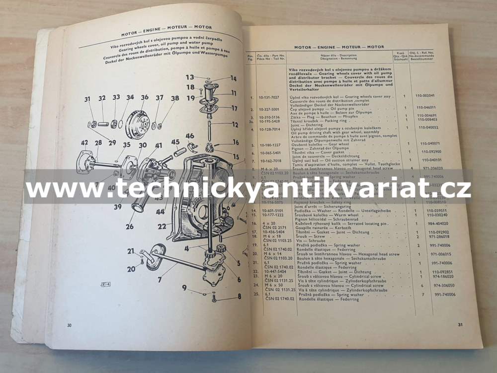 Škoda 1000MB seznam náhradních dílů (1967)