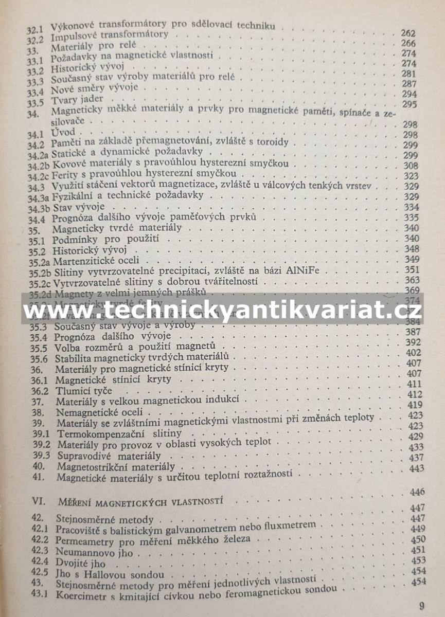 Vlastnosti a použití magnetických materiálů - H.Reinboth (1975)