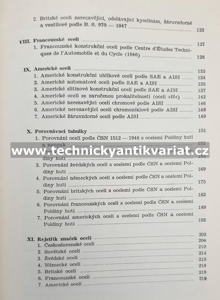 Chemické složení oceli normovaných v ČSR a v cizině (1951)