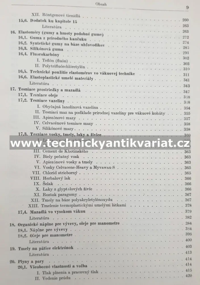 Technologia hmot vákuovej techniky III. pomocné materiály - Werner Espe (1962)