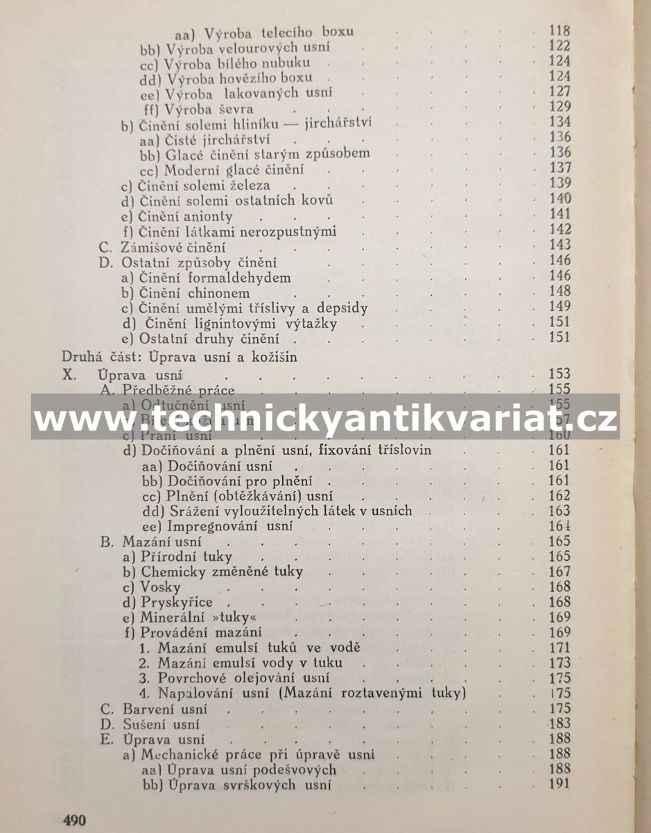Koželužství, vydělávání a barvení kožišin, výroba náhražek usní - Liboslav Masner (1948)