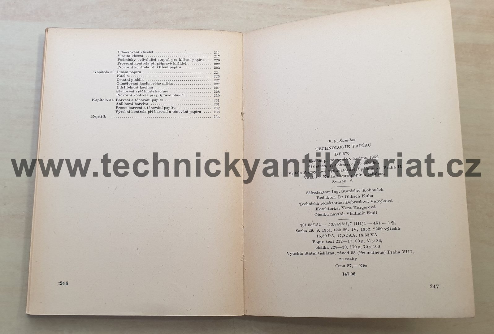 Technologie papíru - P.V. Šumilov (1952)