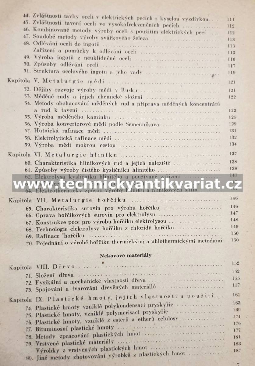 Technologie kovů I. - nauka o materiálu (1955)