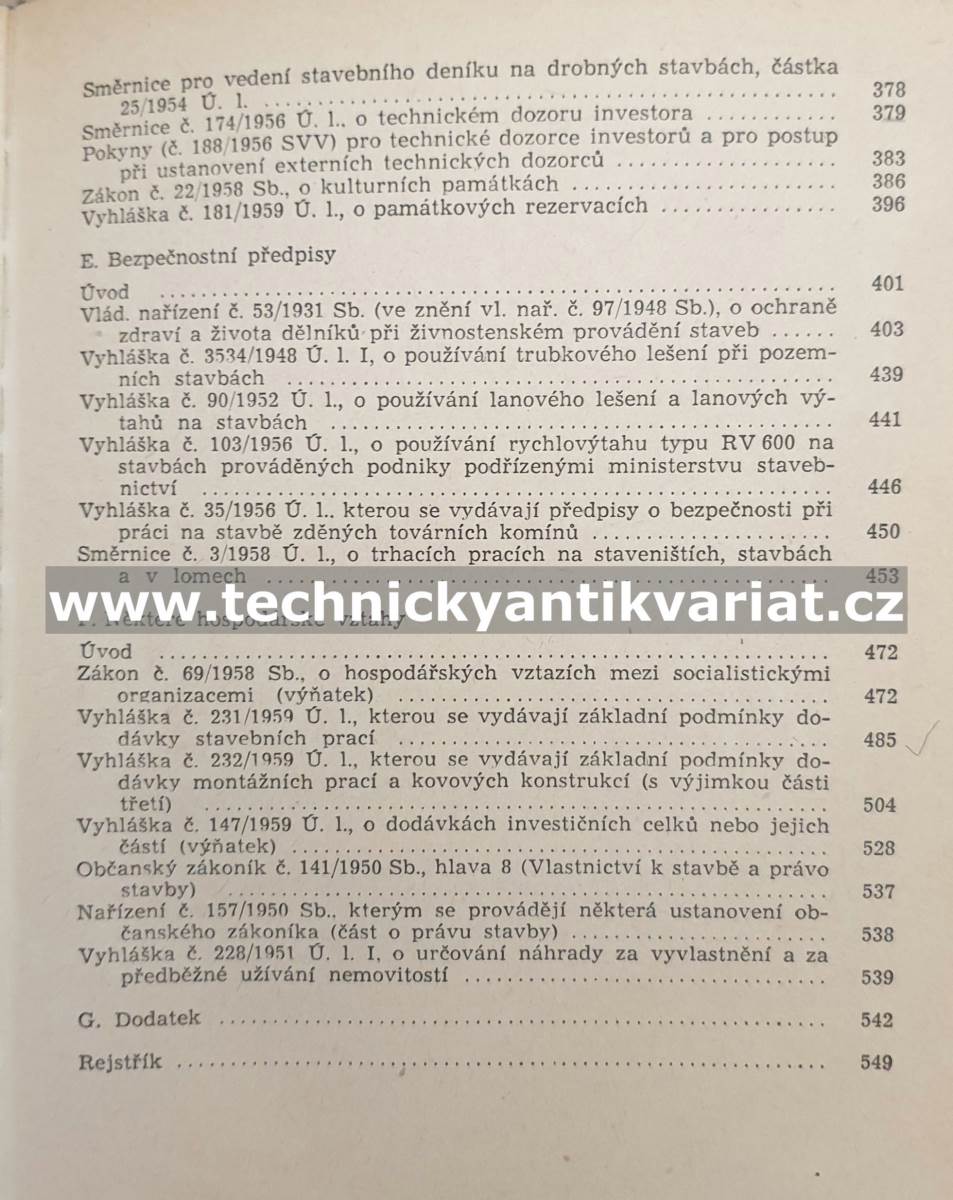 Předpisy o stavbách - Adámek, Jelínek, Žák (1961)