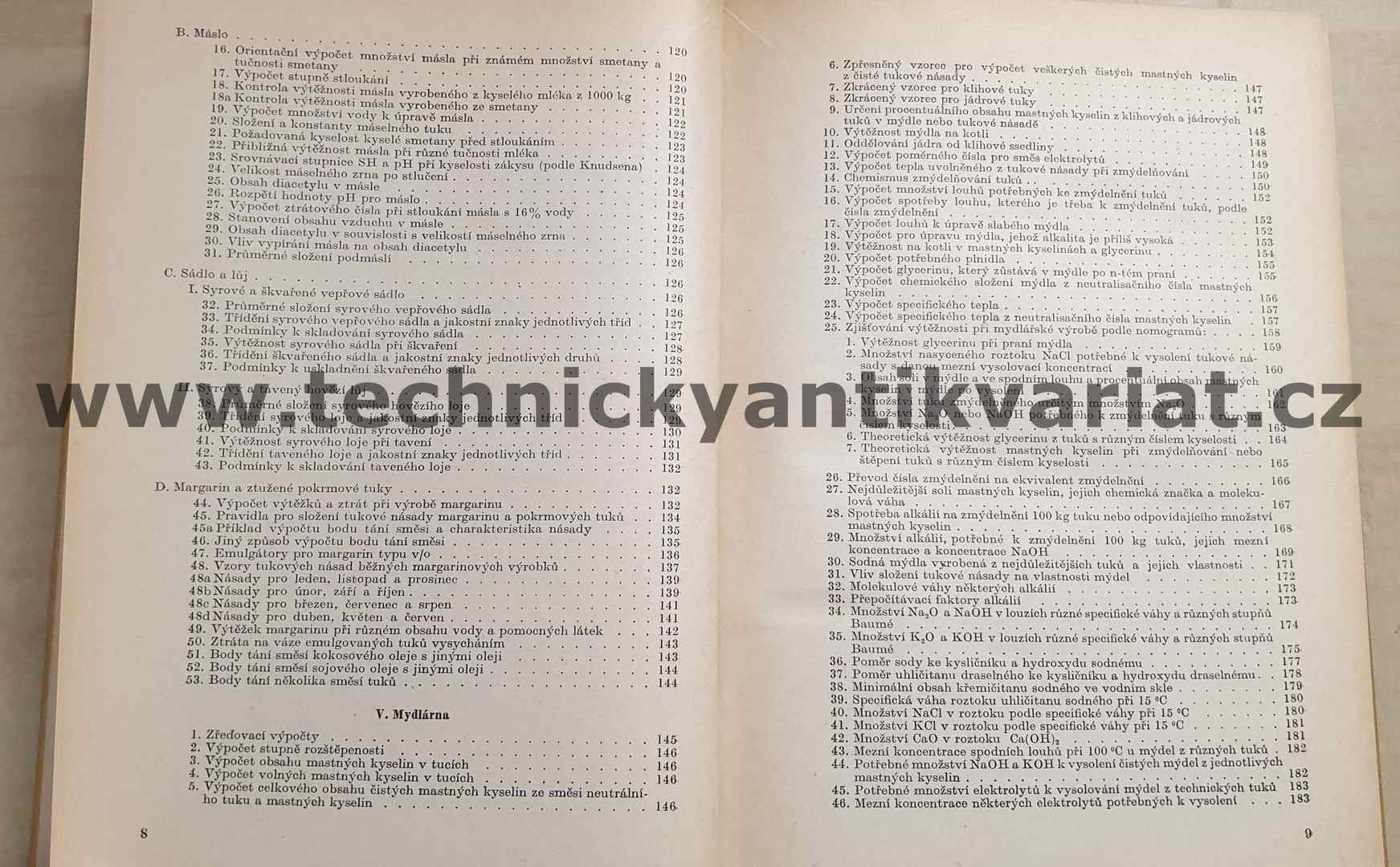 Tukové a mlékárenské tabulky - provozní a laboratorní příručka (1955)