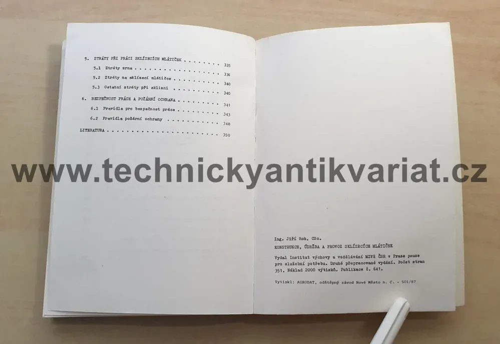 Konstrukce, údržba a provoz sklízecích mlatíček - Jiří Roh (1987)