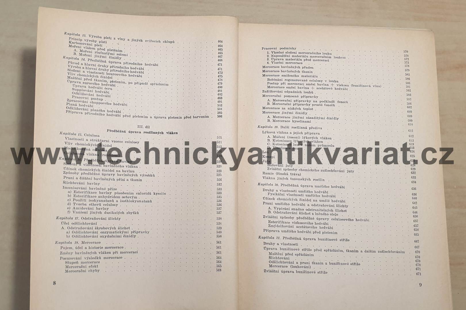 Chemická technologie textilní I. Předběžná úprava textilního materiálu a výrobků (1952) 
