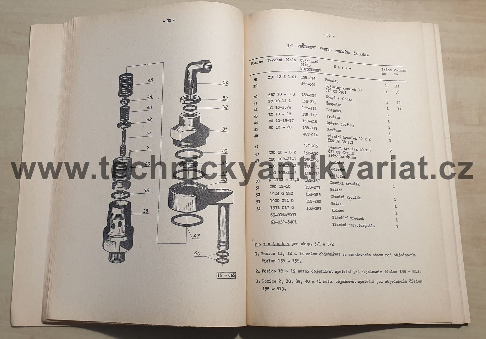 Škoda M 634 - katalog dílů motoru (1969)