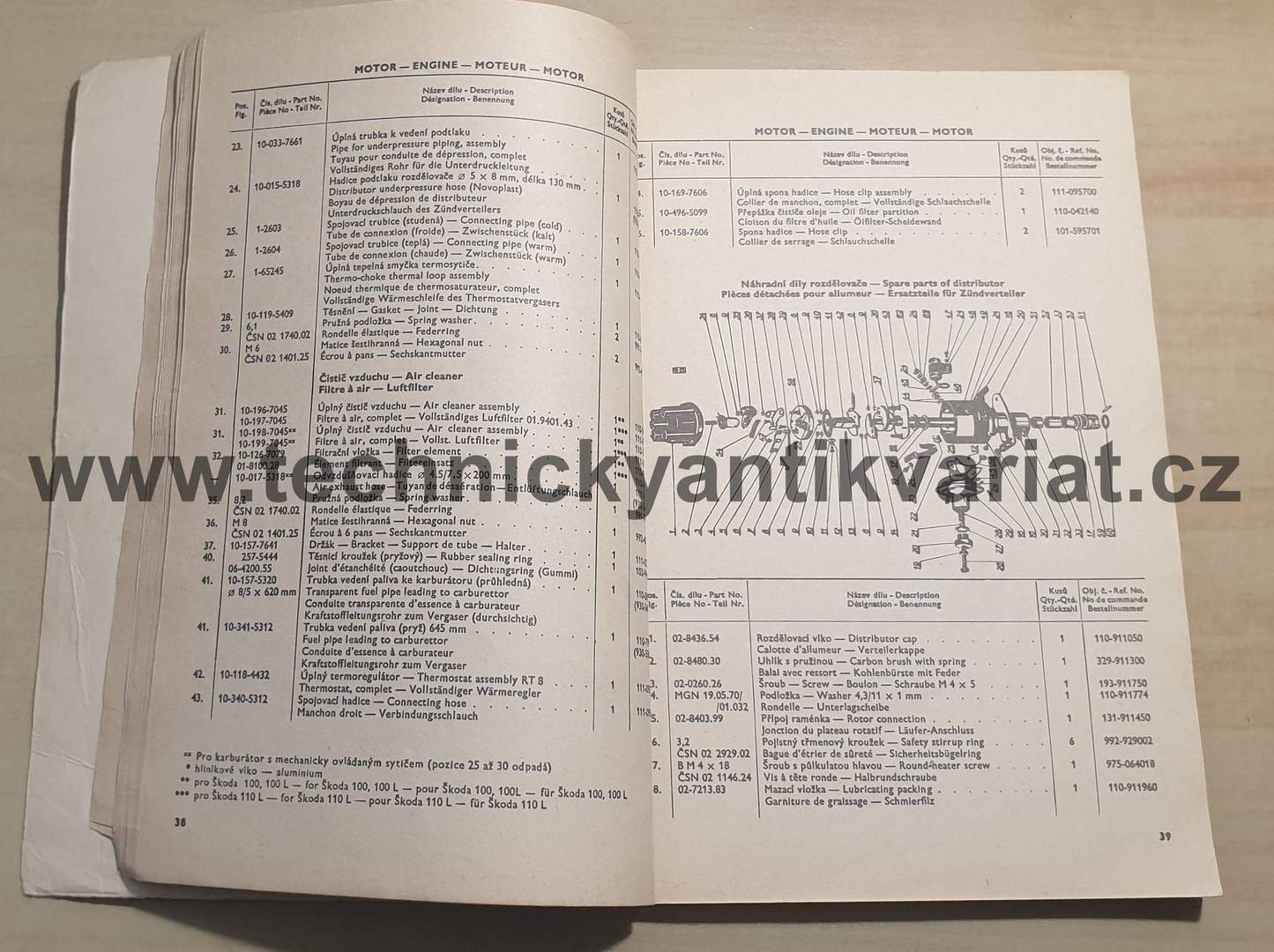 Škoda 100, 100L, 110L (de Luxe) - seznam náhradních dílů (1970)