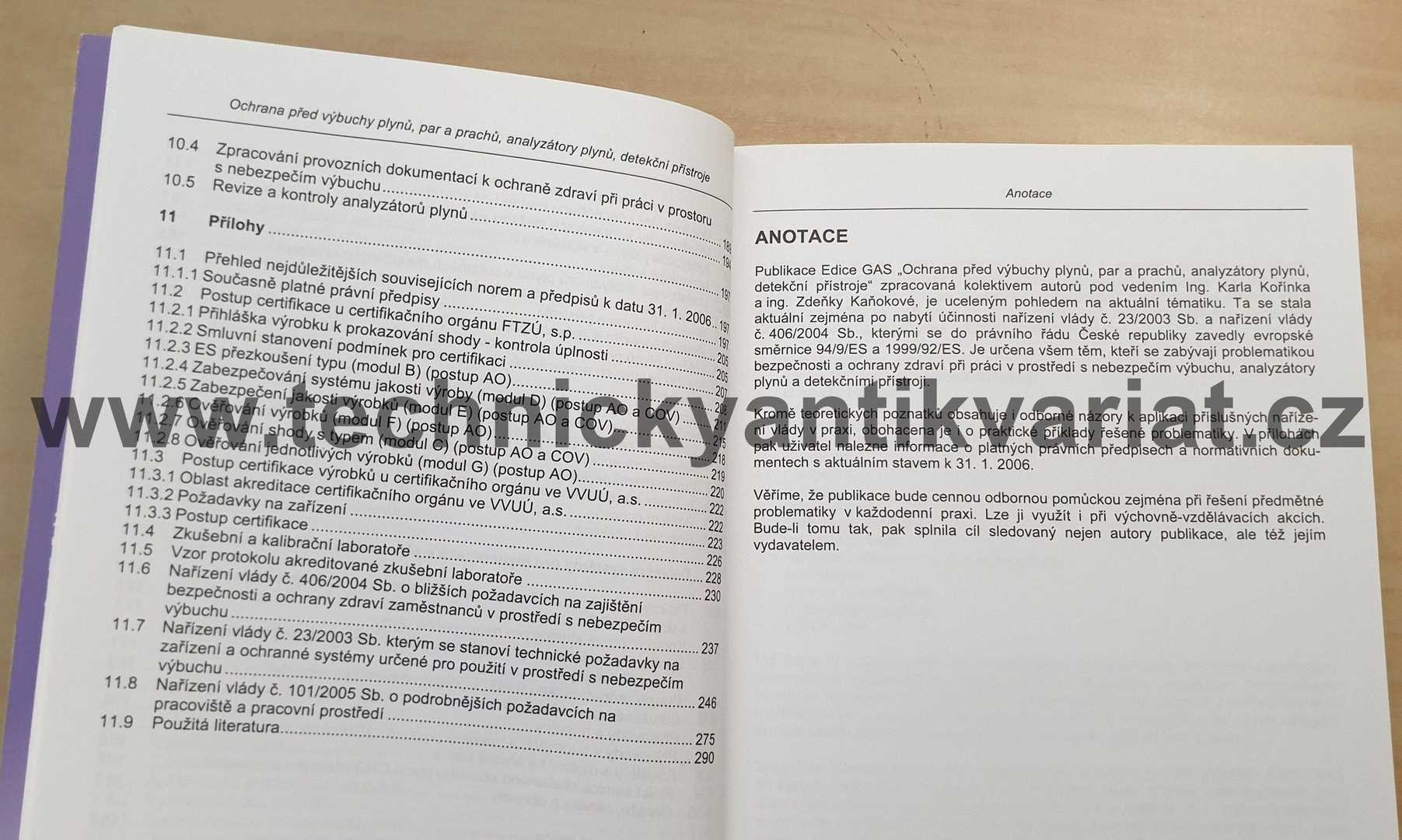Ochrana před výbuchy plynů, par a prachů analyzátory plynů, detekční přístroje (2006)