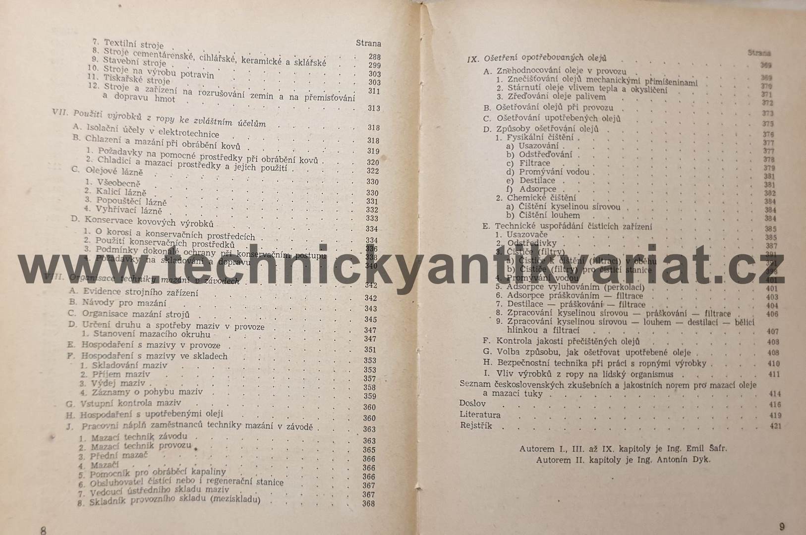 Technika mazání v průmyslových závodech - Šafr, Dyk (1956)