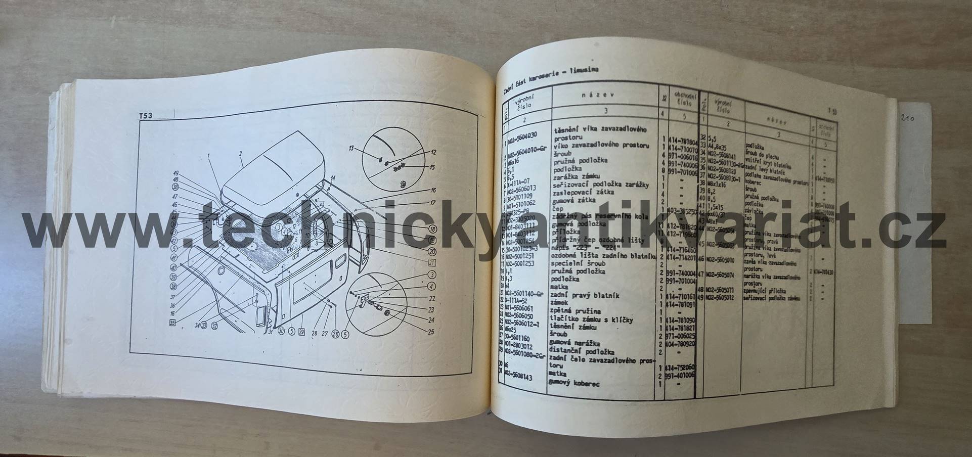 FSO Warszawa 223, 223 kombi - Katalog náhradních dílů (1970)