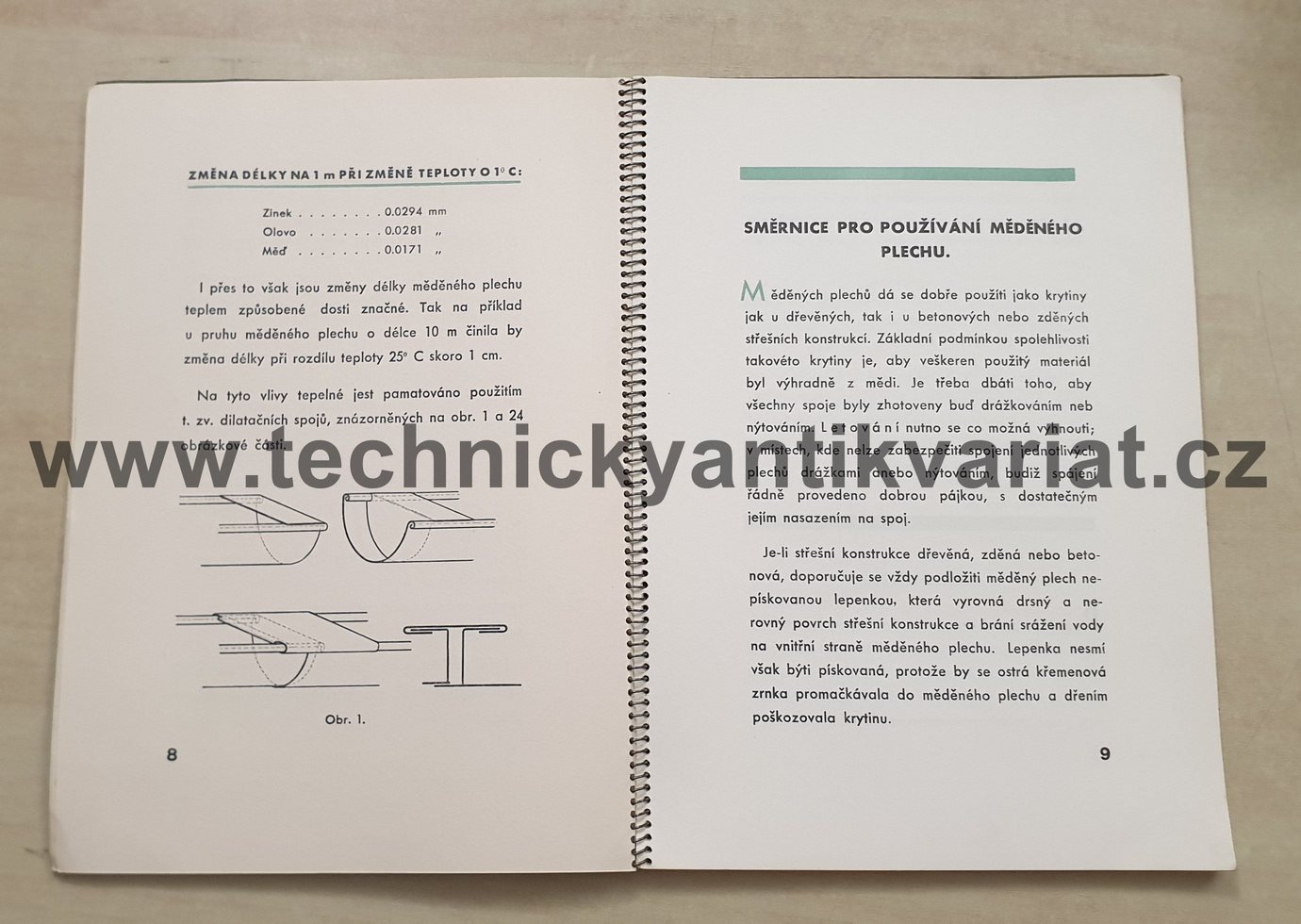 Mědený plech pro střesní krytinu a stavební klempířství (1938)