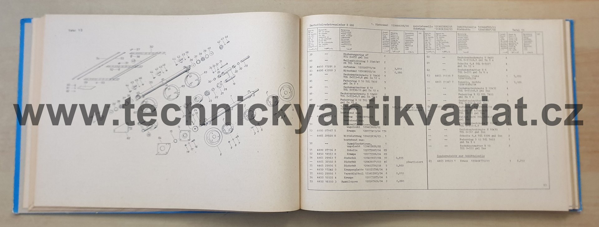 Fortschritt E686 Kartoffelrodetrennlader - Ersatzteilkatalog (1987)