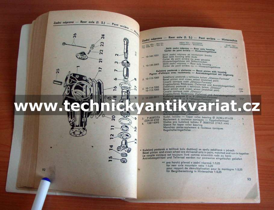 Škoda Octavia - seznam náhradních dílů 1962