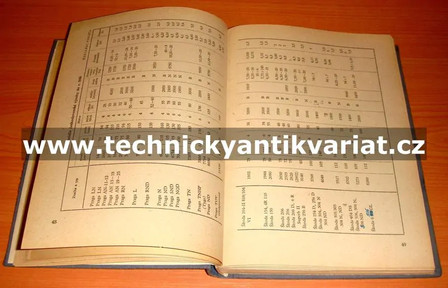 Porovnávací tabulky motorových vozidel - Dobrý, Moravec (1956)