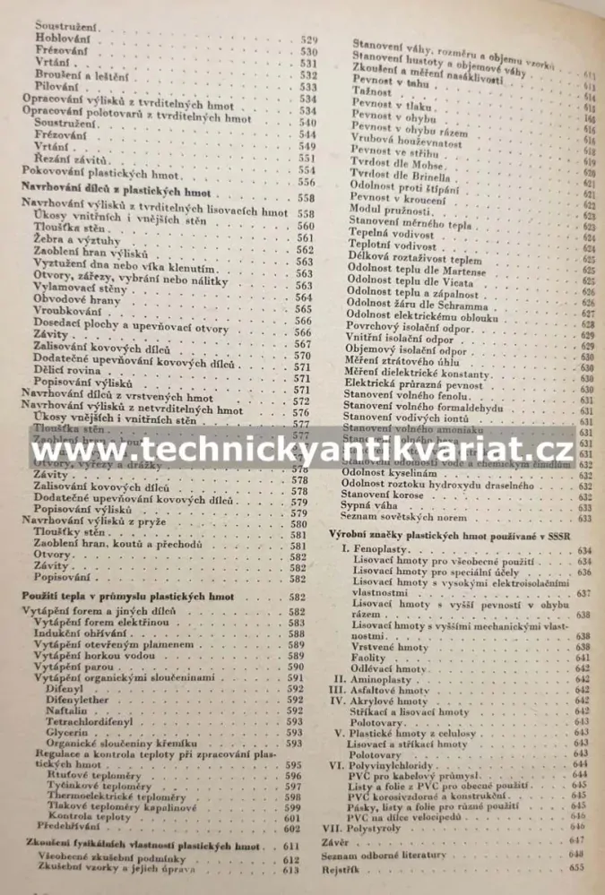 Přehled výroby zpracování a použití plastických hmot - Blabolil (1956)