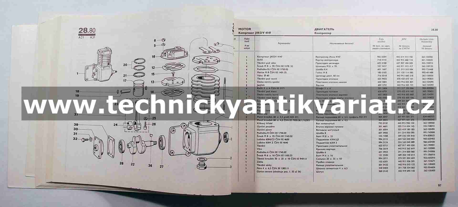 Avia A21, A21F - Katalog náhradních dílů (1987)