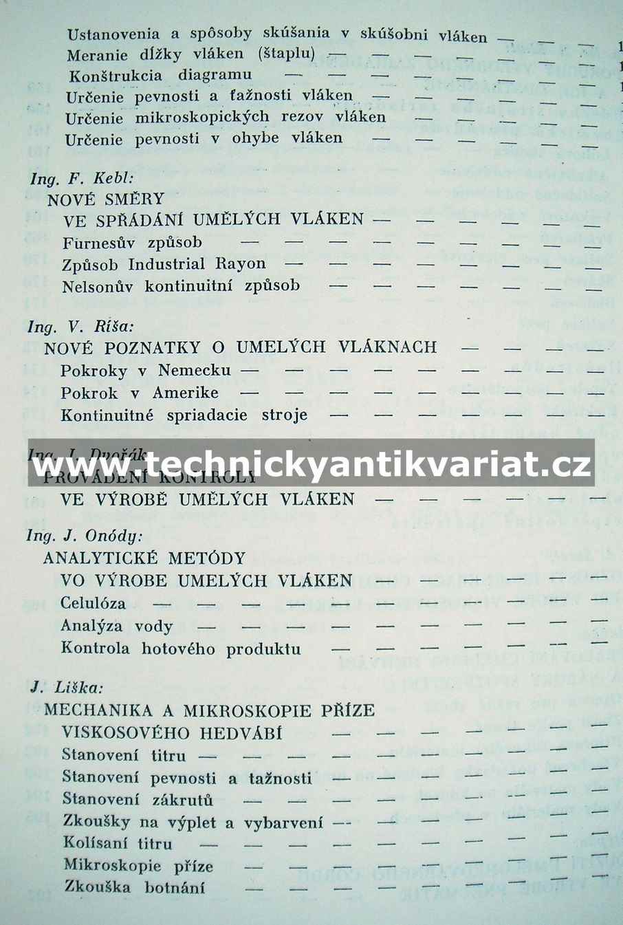 Výroba umelých vláken - Rudolf Klatt (1949)