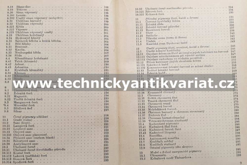 Pigmenty práškové barvy - Rožan, Vaníček (1959)
