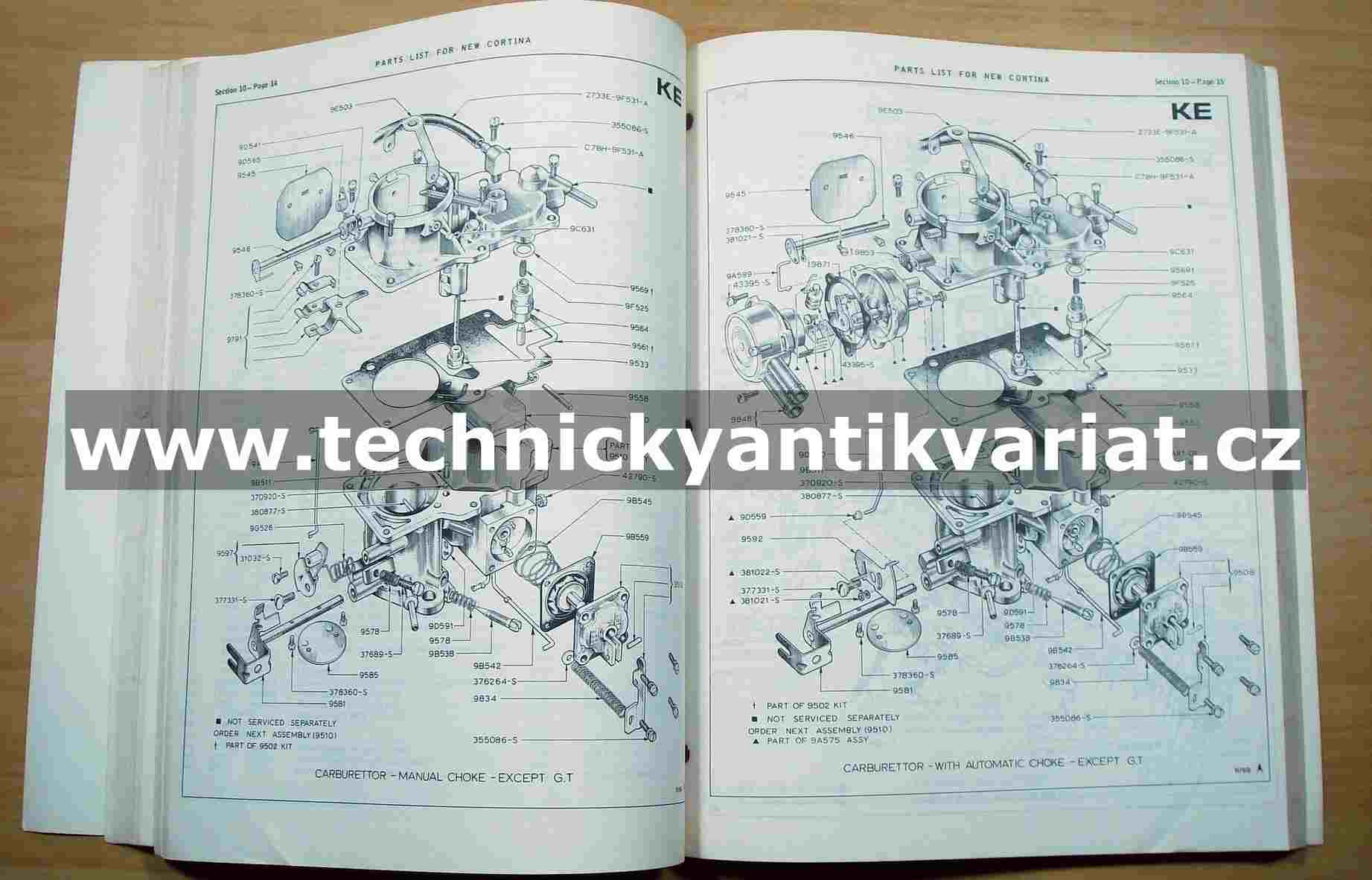 Ford Cortina katalog náhradních dílů