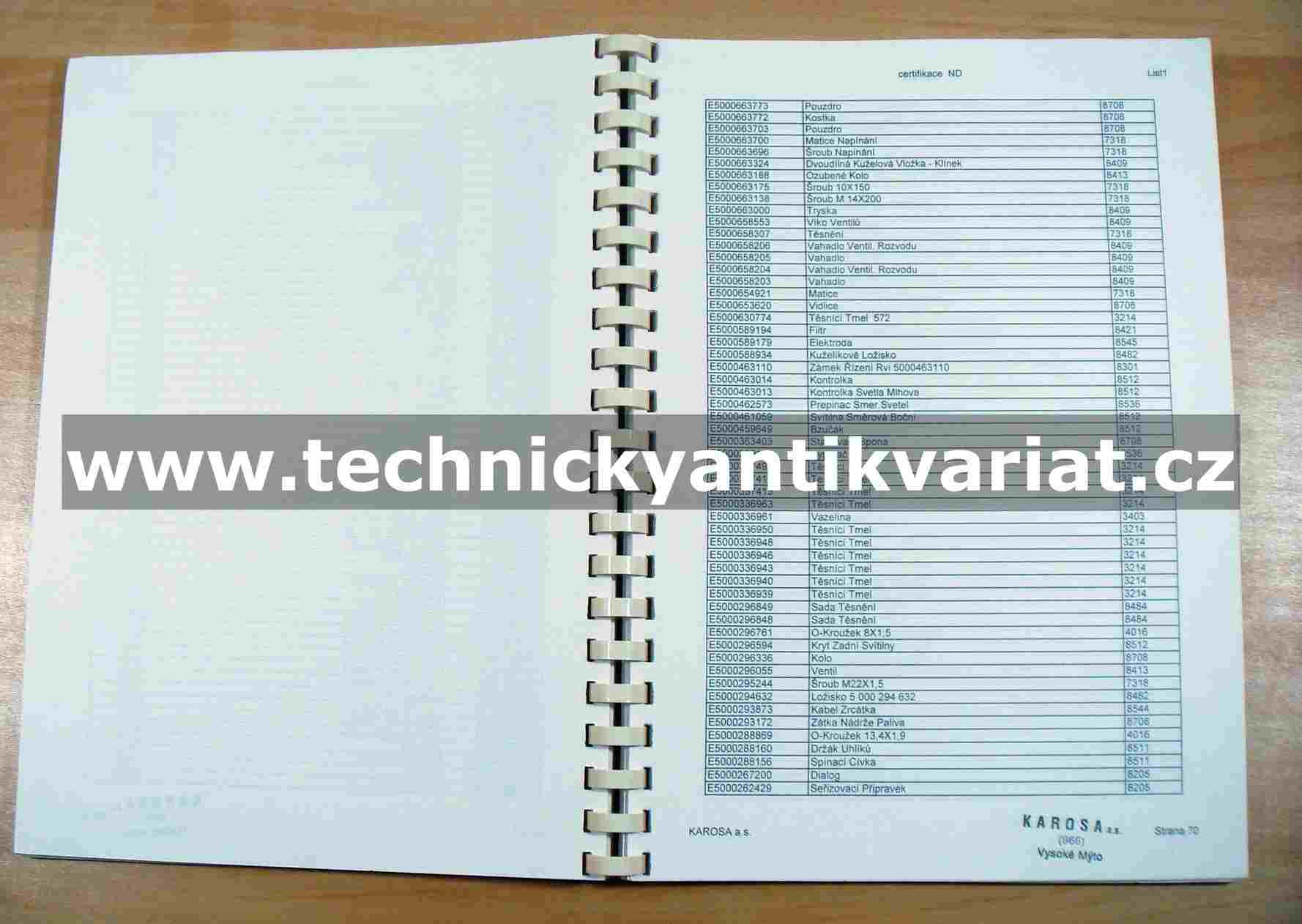 Karosa certifikace náhradních dílů