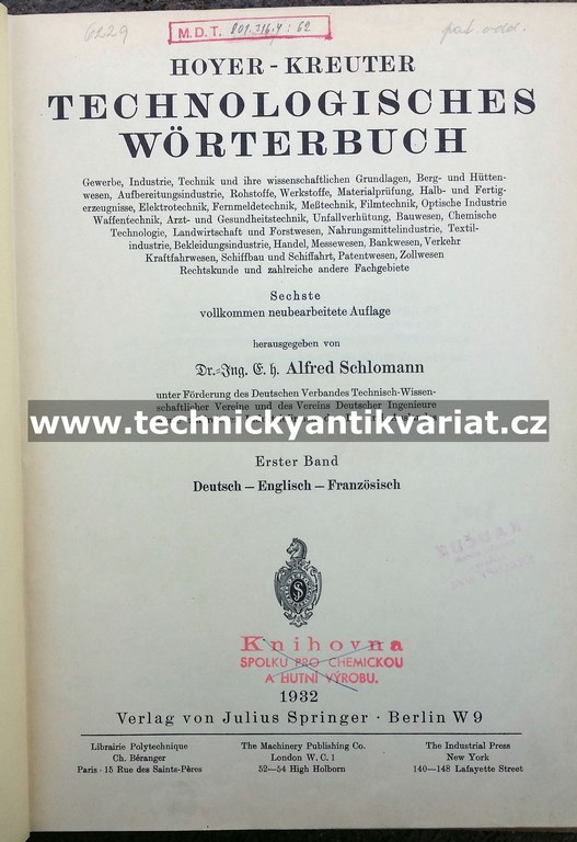 Technologisches Wortenbuch I.-III.