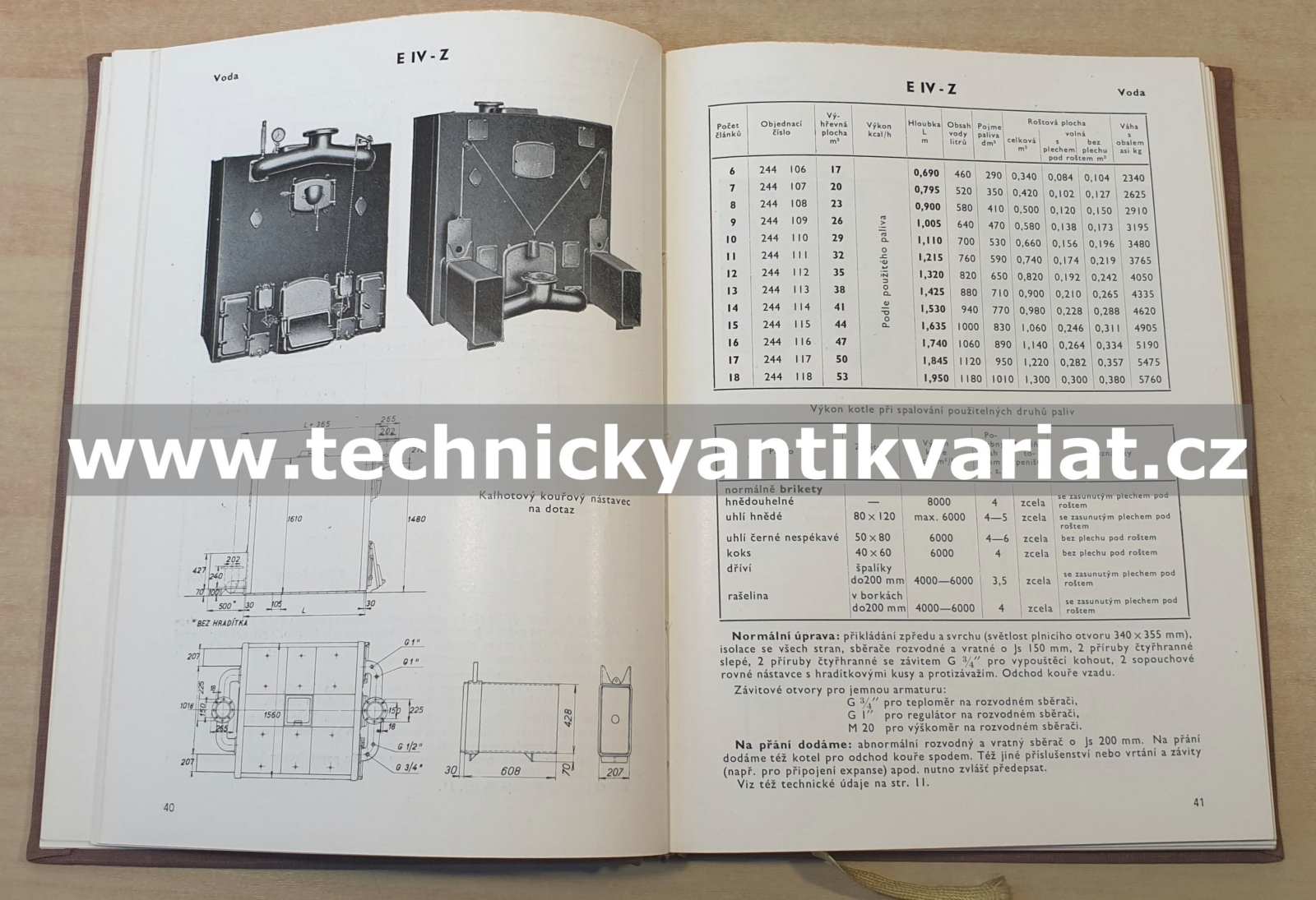 Litinové článkové vytápěcí kotle litinová otopná tělesa (1961)