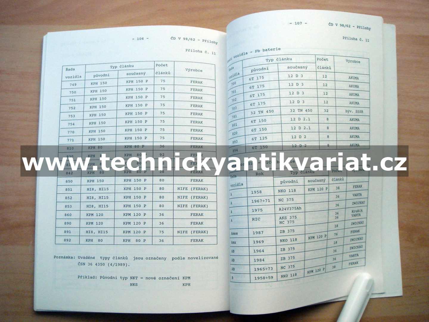 Předpis pro údržbu a opravy akumulátorových baterii