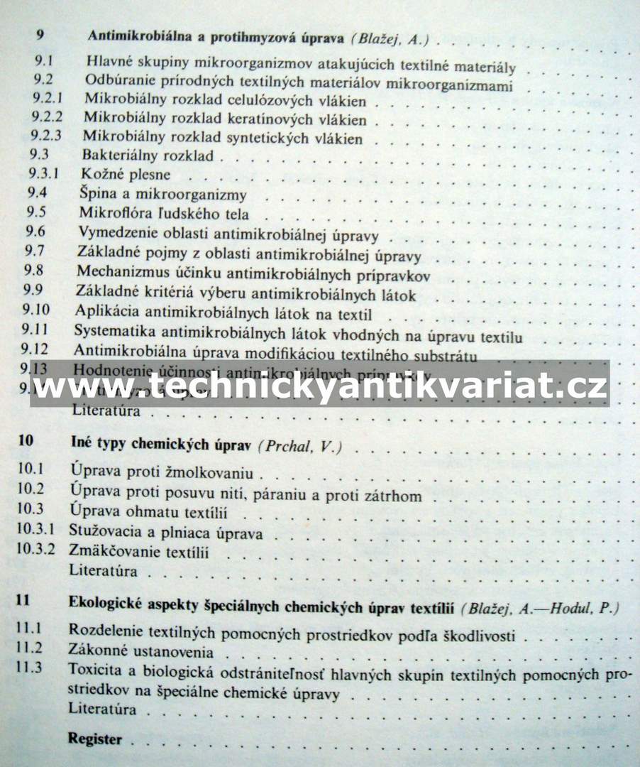 Špeciálne chemické úpravy textílií - A.Blažej (1986)