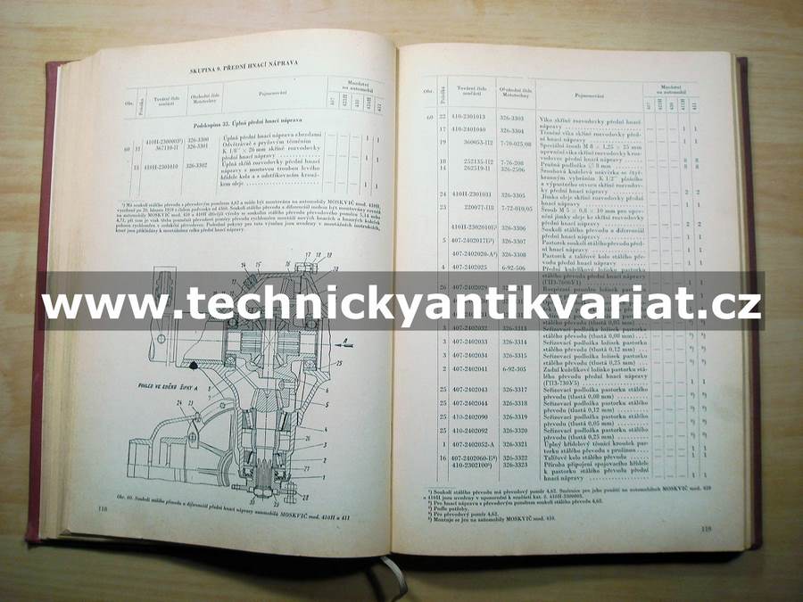 Moskvič 407, 410H, 411, 423H, 430 - katalog náhradních dílů