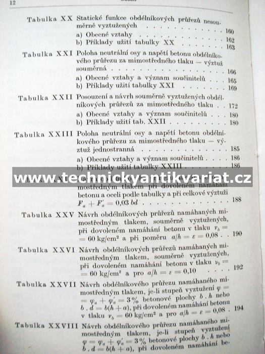 Železový beton II. tabulky pro výpočty průřezů - Klokner, Hruban (1960)