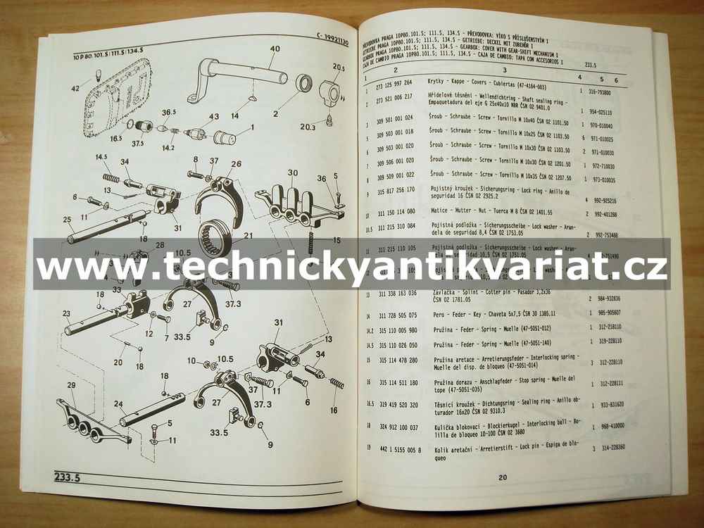 Praga 10P80.101.S, 111.S - katalog náhradních dílů (1992)