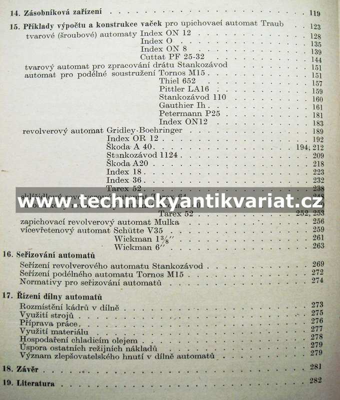 Soustružnické automaty - Václavovič, Ševčík, Bílek (1952)
