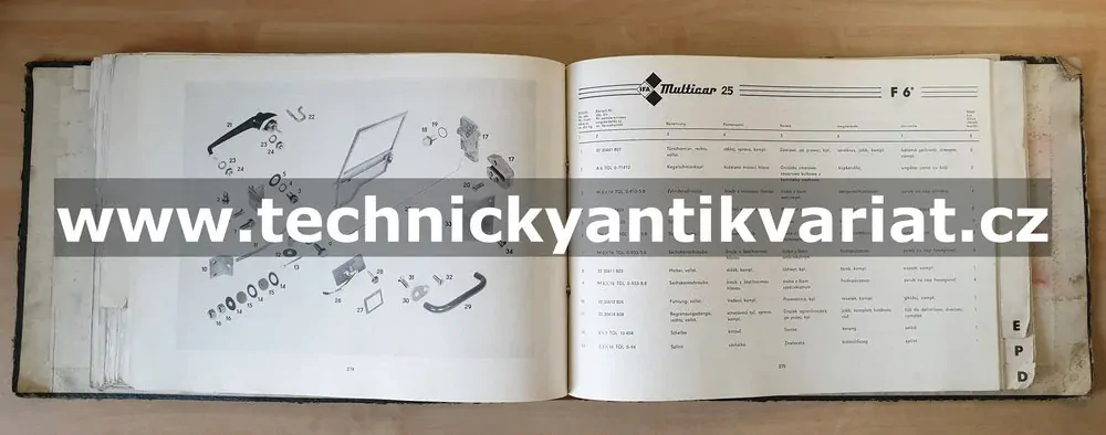 Multicar 25 - katalog náhradních dílů (1978)